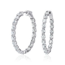 NEW Oval Diamond Eternity Hoop Earrings in 14k White Gold (4.98 ct. tw.)