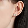 Oval Opal and Diamond Earrings in 14k White Gold (7x5mm)