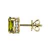 Oval Peridot and Diamond Earrings in 14k Yellow Gold (7x5mm)