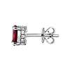 Oval Ruby and Diamond Earrings in 14k White Gold (6x4mm)