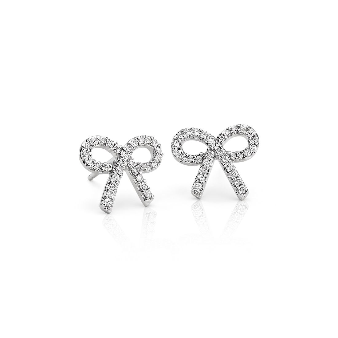 Diamond Bow Stud Earrings in 14k White Gold (1/4 ct. tw.)