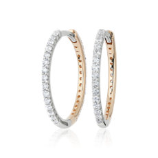 NEW Pavé Diamond Reversible Hoop Earrings in 14k White and Rose Gold (1/2 ct. tw.)