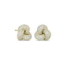 Pavé Love Knot Diamond Stud Earrings in 14k Yellow Gold (0.98 ct. tw.)