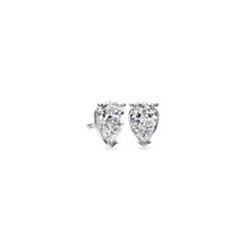 Pear Shape Diamond Stud Earrings in 14k White Gold (1 ct. tw.) 