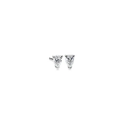 Pear Shape Diamond Stud Earrings in 14K White Gold (1/3 ct. tw.) | Blue ...