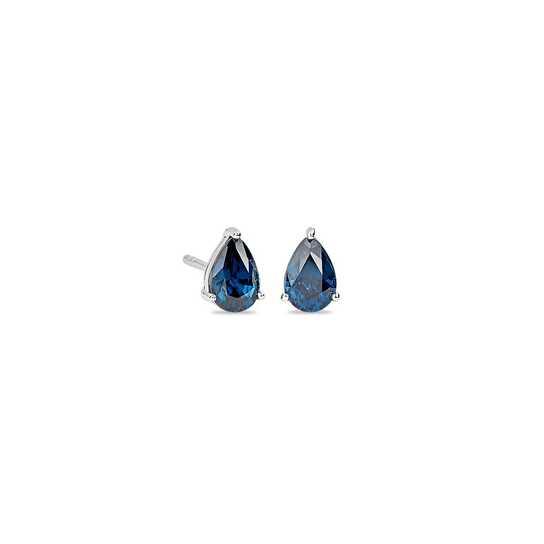 14k White Gold 6x4mm Oval Sapphire AA Diamond Earrings