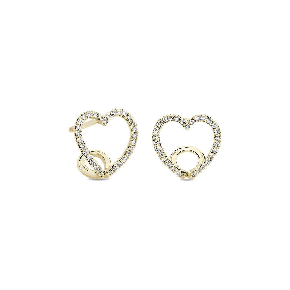 Petite Diamond Heart Huggie Hoop Earrings in 14k Yellow Gold (0.15 ct. tw.)