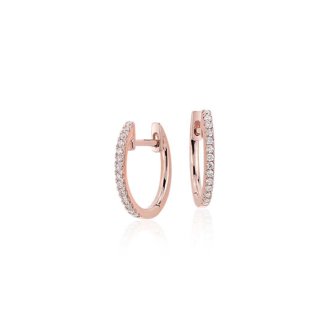 Details about   18k Rose Gold Huggies Earrings Diamond Gemstone Hoop Earrings Fashion Jewelry
