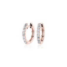 Petite Diamond Huggie Hoop Earrings in 14k Rose Gold (0.54 ct. tw.)