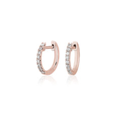 NEW Petite Diamond Huggie Hoop Earrings in 14k Rose Gold (0.23 ct. tw.)