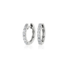 Petite Diamond Huggie Hoop Earrings in 14k White Gold (0.54 ct. tw.)