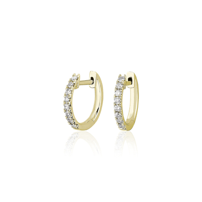 Petite Diamond Huggie Hoop Earrings in 14k Yellow Gold (1/4 ct. tw ...
