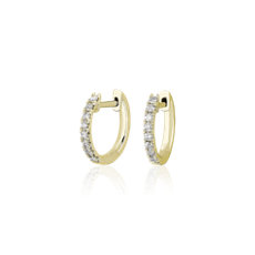 NEW Petite Diamond Huggie Hoop Earrings in 14k Yellow Gold (1/4 ct. tw.)