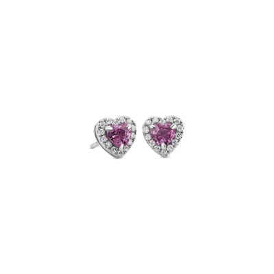 Pink Sapphire Heart Earrings With Diamond Halo In 14k White Gold Blue Nile