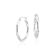 3/4&quot; Small Hoop Earrings in Platinum (2 x 14.5 mm)