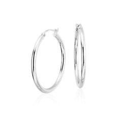 1&quot; Small Hoop Earrings in Platinum (2 x 22 mm)