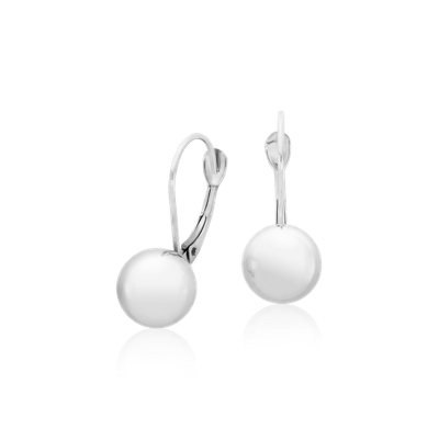 Polished Ball Drop Earrings in 14k White Gold (8mm) | Blue Nile CA