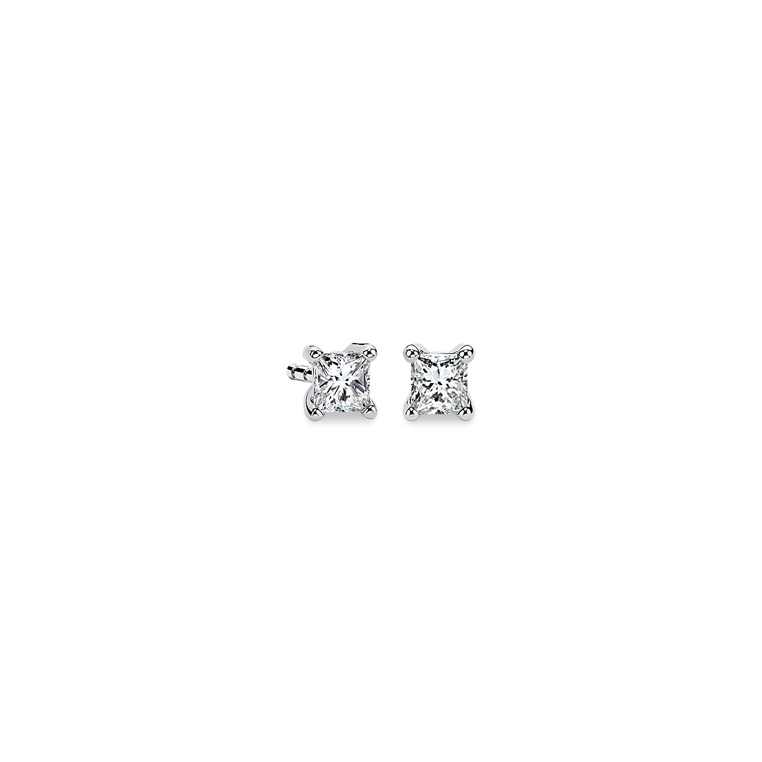 14k White Gold Four-Claw Princess Diamond Stud Earrings (0.30 ct. tw.)