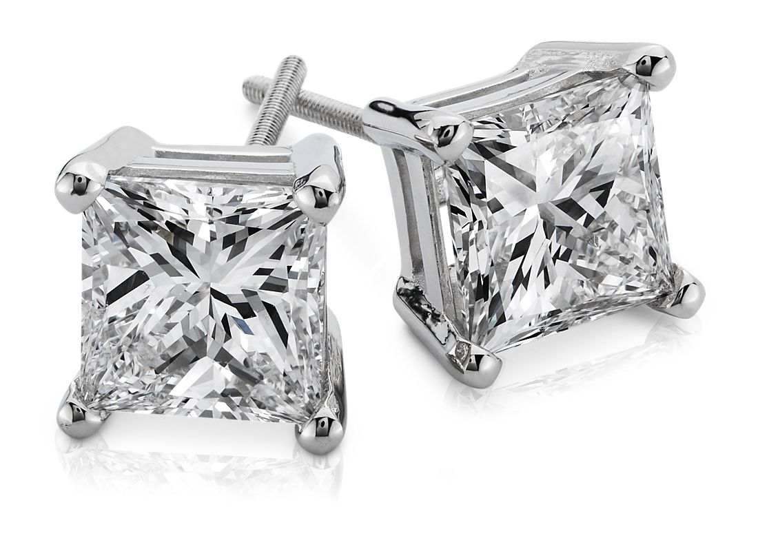 Gold & Diamonds Jewellery 3.90 CT Princess Cut Peridot 8MM Solitaire Stud Earrings 14K Black Gold Over .925 Sterling Silver