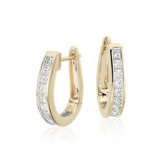 Princess-Cut Hoop Diamond Earrings in 18k Yellow Gold (1 1/2 ct. tw.)
