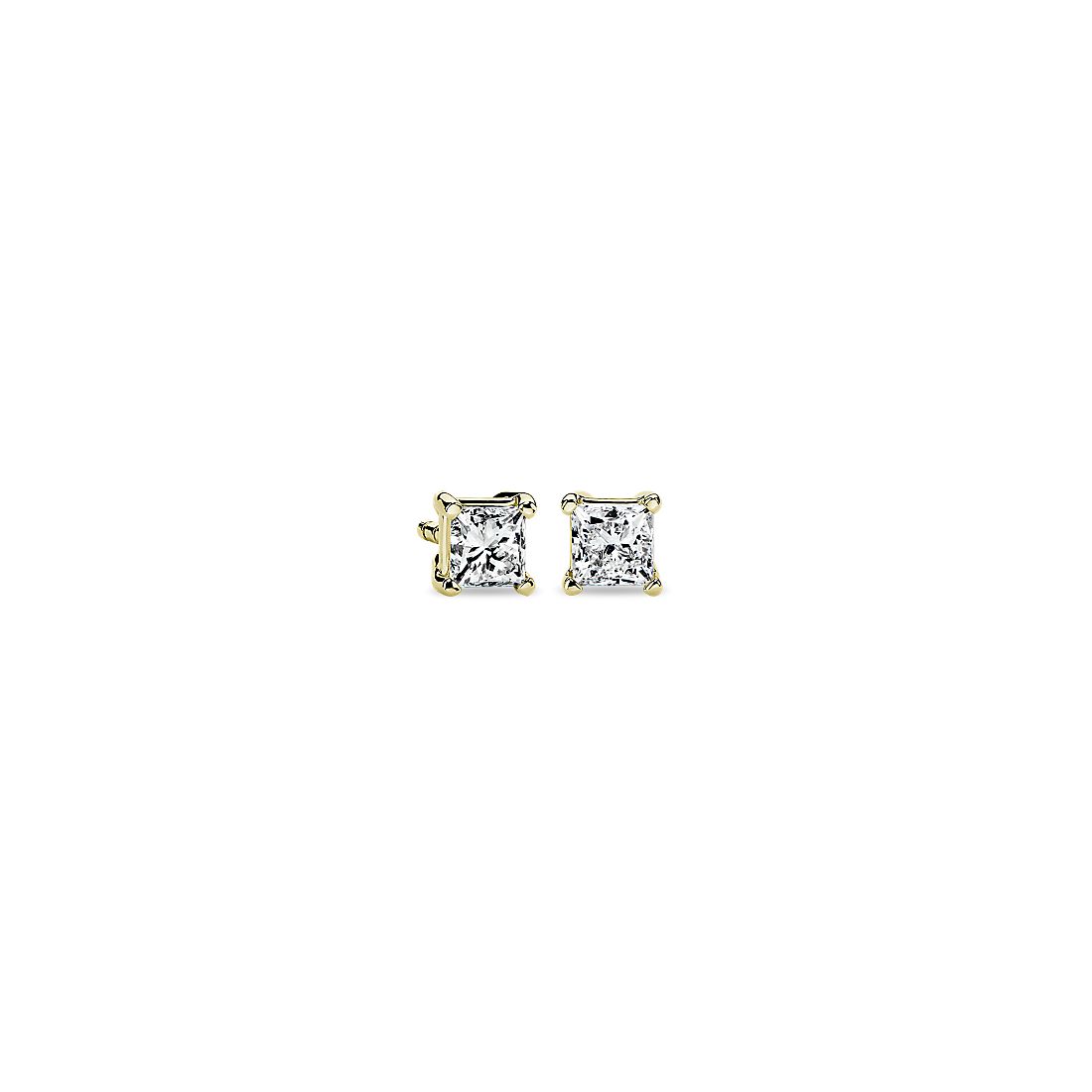 14k Yellow Gold Four-Claw Princess Diamond Stud Earrings (0.46 ct. tw.)