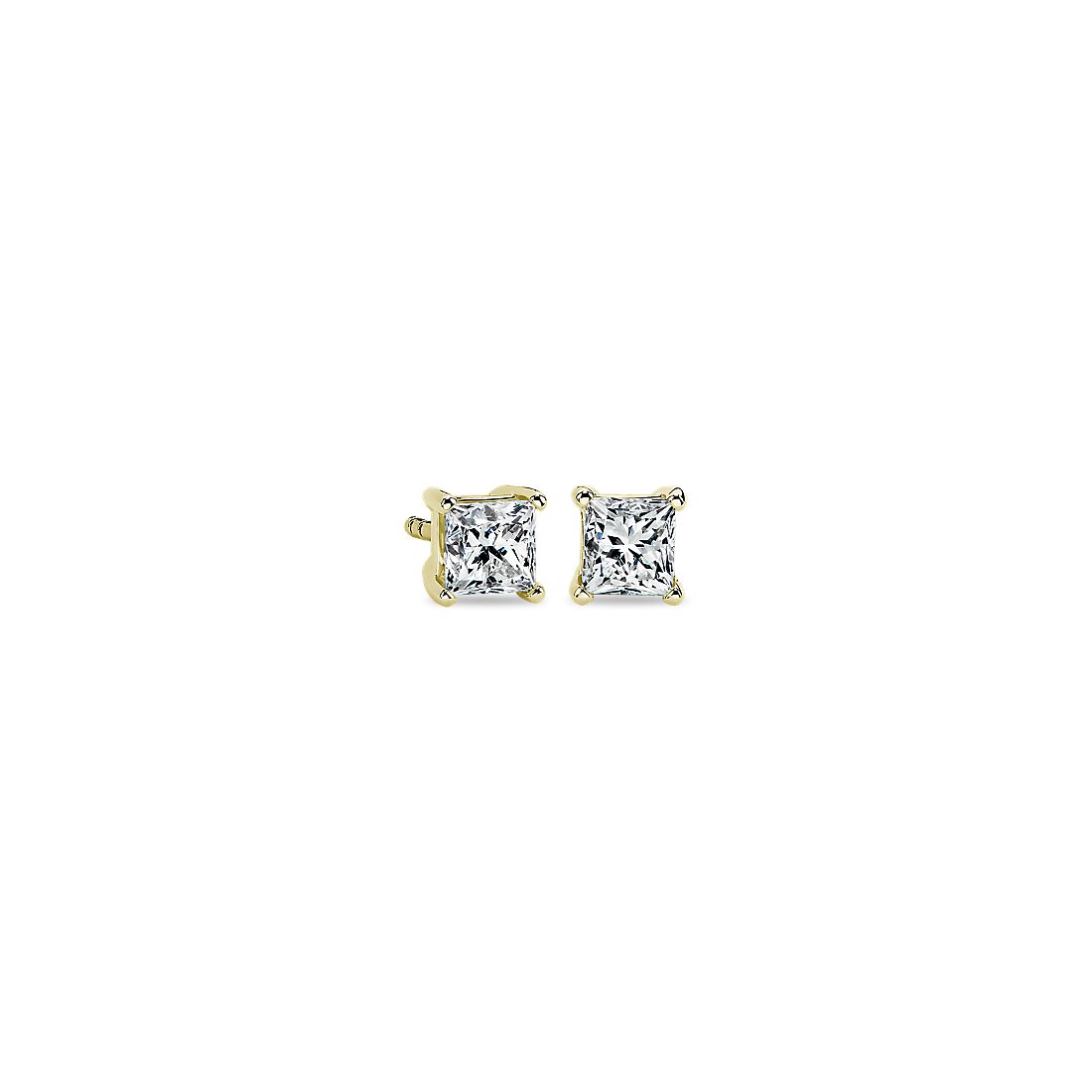 14k Yellow Gold Four-Claw Princess Diamond Stud Earrings (0.70 ct. tw.)