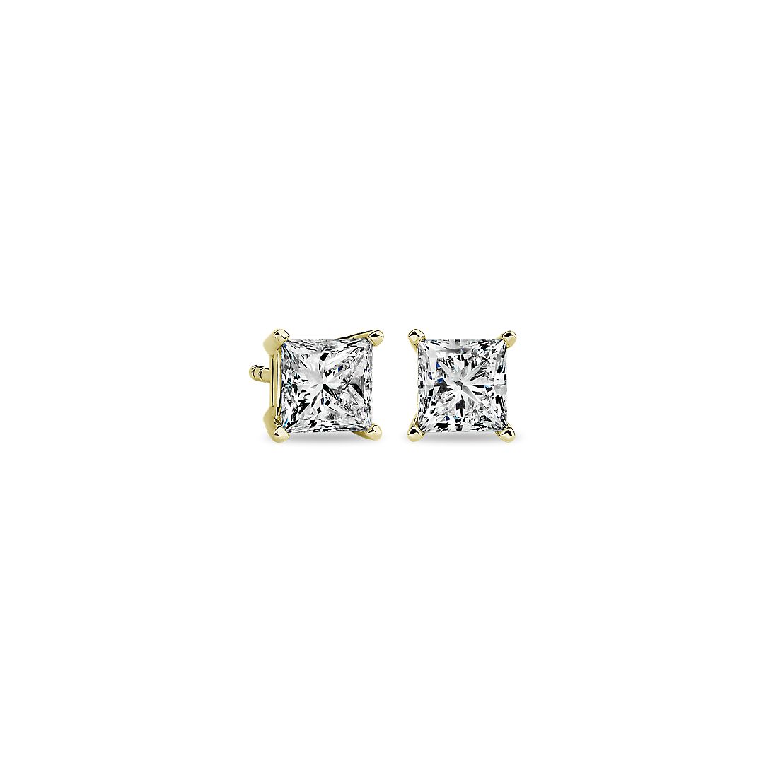 14k Yellow Gold Four-Claw Princess Diamond Stud Earrings (1.45 ct. tw.)
