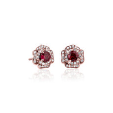 Ruby Rose Stud Earrings in 14k Rose Gold