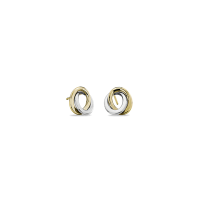 Two Tone Love Knot Rope Earrings In 14k Italian White And Yellow Gold Blue Nile