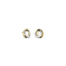 Two-Tone Love Knot Rope Earrings in 14k Italian White and Yellow Gold