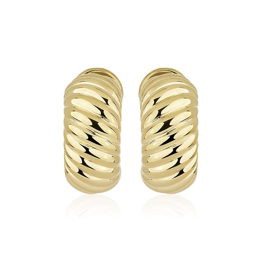 Twisted Dome Huggies in 14k Yellow Gold