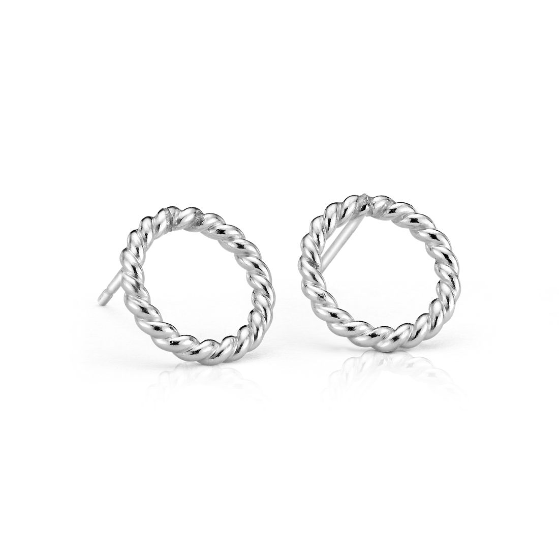 Rope Circle Stud Earrings in Sterling Silver