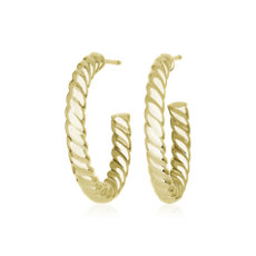Roped Hoop Earrings in 14k Yellow Gold