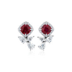 Ruby and Diamond Earrings in 18k White Gold
