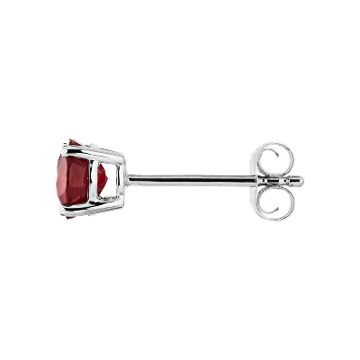 Ruby Stud Earrings in 18k White Gold (5mm)