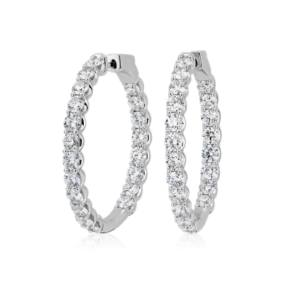 Selene Diamond Eternity Hoop Earrings in 14k White Gold (5 ct. tw.)