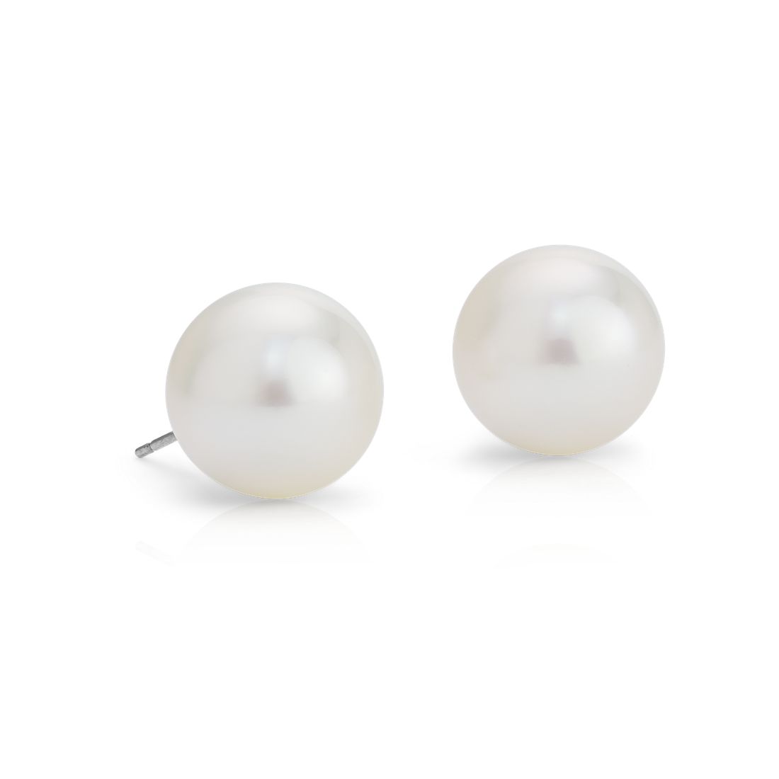 South Sea Cultured Pearl Stud Earrings in 18k White Gold (11-12mm)