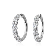 NEW Staggered Alternating Diamond Hoop Earrings in 14k White Gold (1.96 ct. tw.)