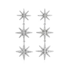Star Diamond Drop Earrings in 14k White Gold (1.48 ct. tw.)
