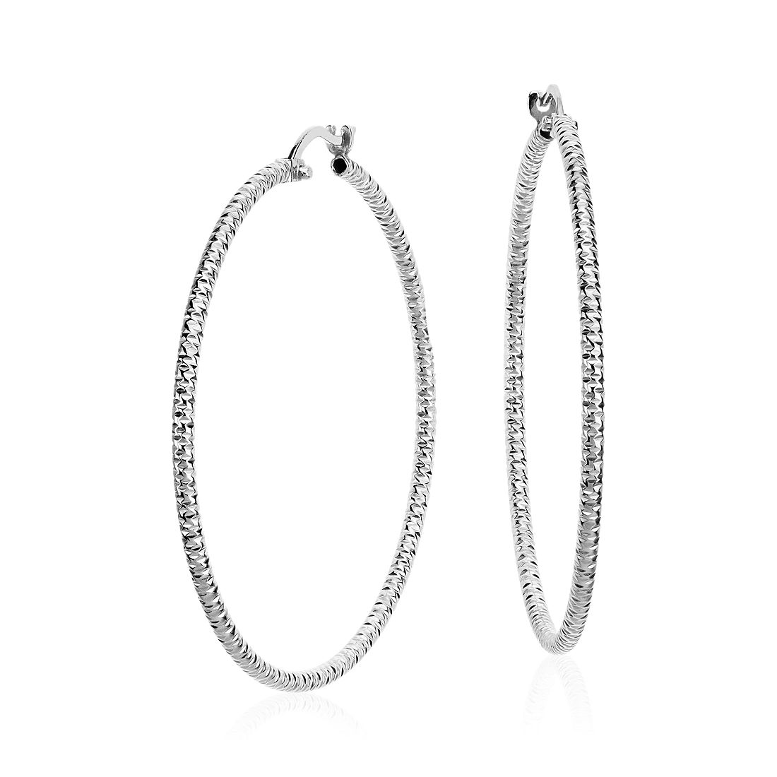 Diamond Cut Large Hoop Earrings in Sterling Silver (1 3/4