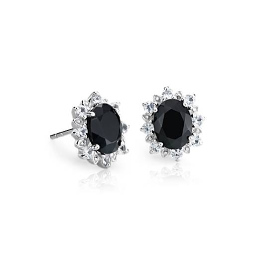 Sunburst Oval Black Onyx Stud Earrings in Sterling Silver (8x6mm) | Blue  Nile AE