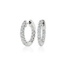 14k 白金 Tessere Eternity Diamond Hoop Earrings（1 克拉总重量）