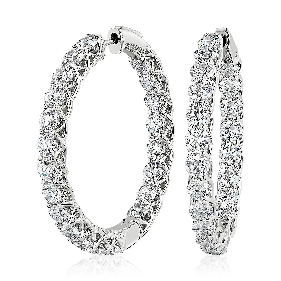 14k 白金 Tessere Eternity Diamond Hoop Earrings（10 克拉总重量）