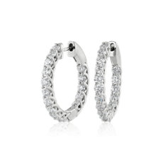 Tessere Eternity Diamond Hoop Earrings in 14k White Gold (2 ct. tw.)