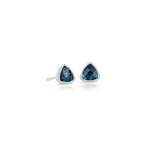 14k 7mm Trillion Blue Topaz Earrings 