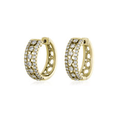 Triple Row Diamond Hoop Earrings in 14k Yellow Gold (3/4 ct. tw.)