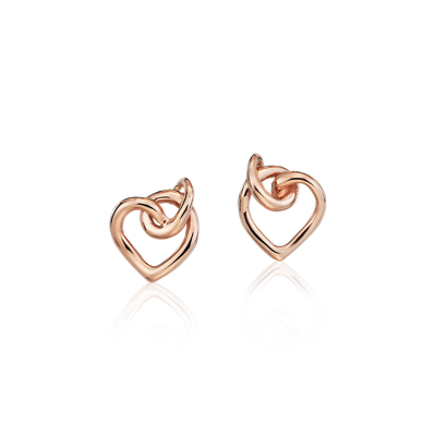 Twist Heart Stud Earrings In 14k Rose Gold Blue Nile Pr