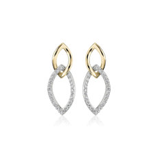 Two-Tone Diamond Link Earrings in 14k Yellow and White Gold (0.20 ct. tw.)