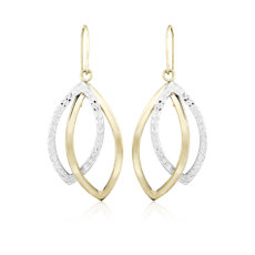 Two-Tone Interlocked Teardrop Dangle Earrings in 14k White and Yellow Gold