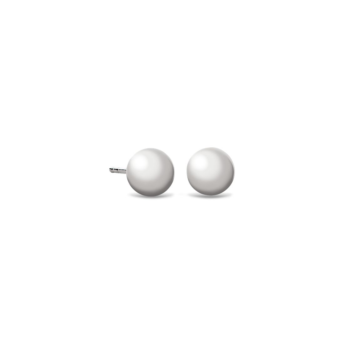Bead Ball Stud Earrings in 14k White Gold (6mm)